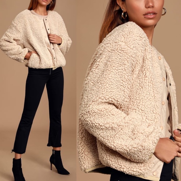 Moon River Jackets & Blazers - 🆕 Moon River Cream Snap Front Sherpa Jacket